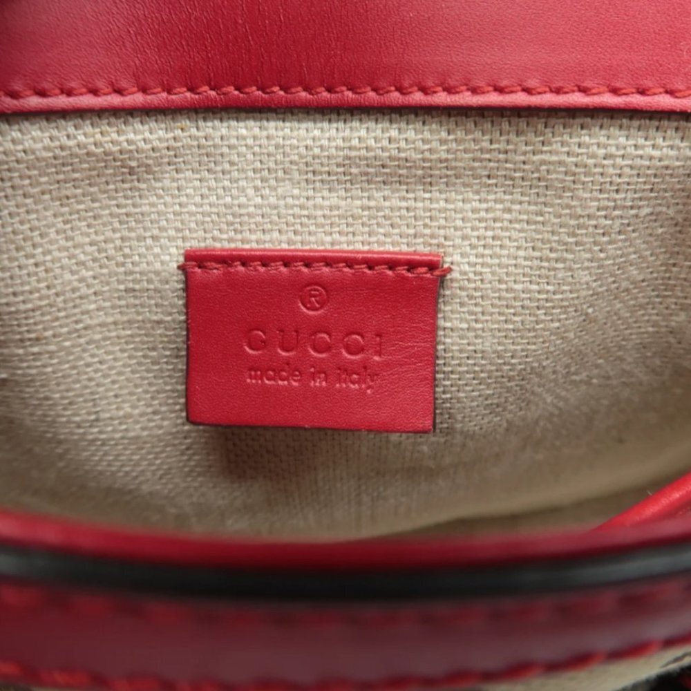 100% Authentic GUCCI Brown&Red Cloth Crossbody Bag - Picture 10 of 12
